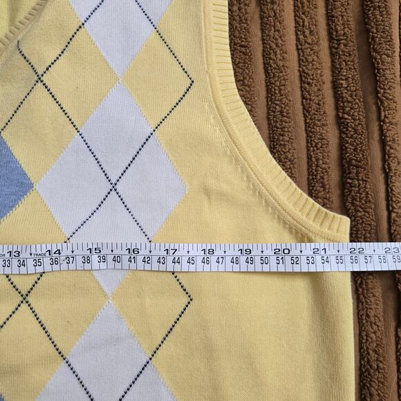 Club Room Men Vtg Y2K Preppy Estate Ivy League Golf Argyle V Neck Sweater Vest M - Picture 8 of 9